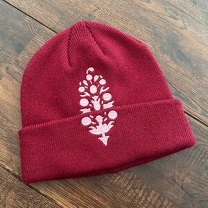 FP Movement Maroon Beanie with Pink Floral Logo Design